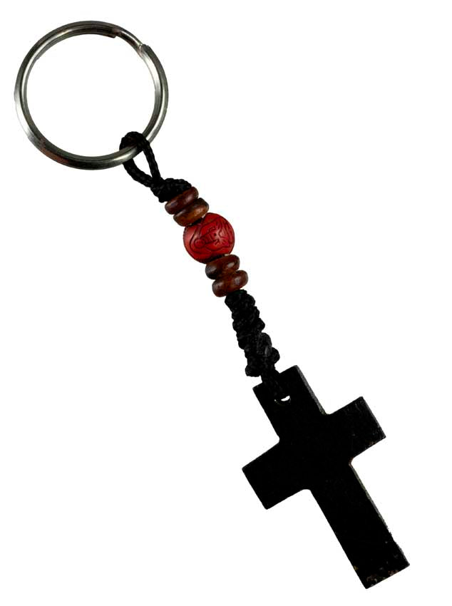 Porte-Clés Croix du Christ Artisanal en Os de Bovin – Artisanat du Népal