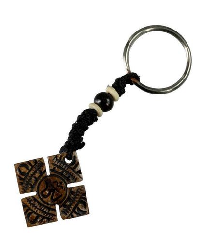 Porte-Clés Double Vajra Artisanal en Os de Bovin – Artisanat du Népal