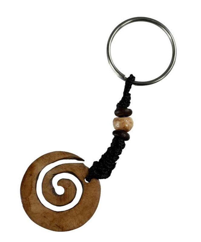 Porte-Clés Artisanal Spirale en Os de Bovin – Artisanat Traditionnel du Népal