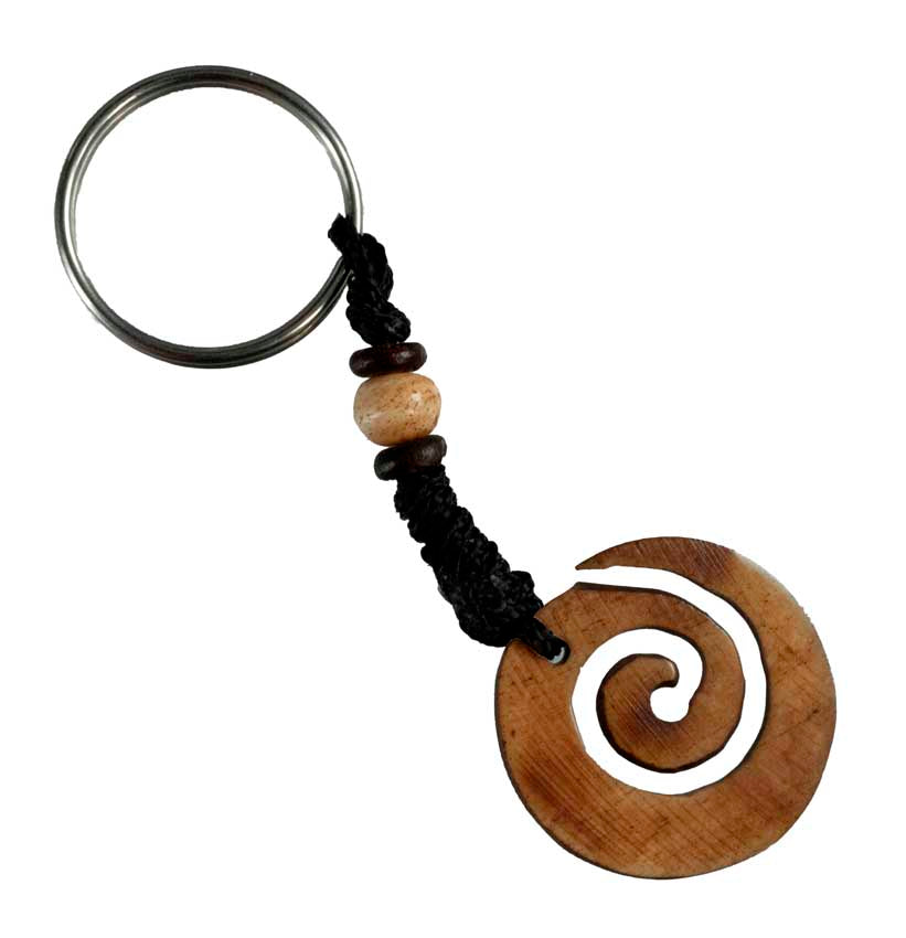 Porte-Clés Artisanal Spirale en Os de Bovin – Artisanat Traditionnel du Népal
