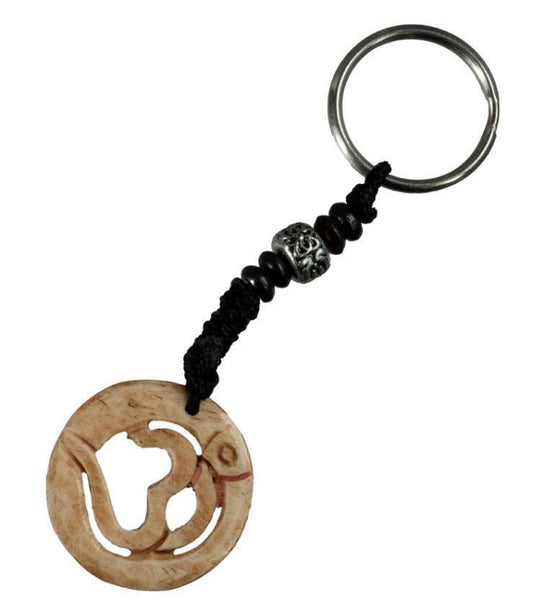 Porte-Clés Om Hindou Artisanal en Os de Bovin – Artisanat du Népal