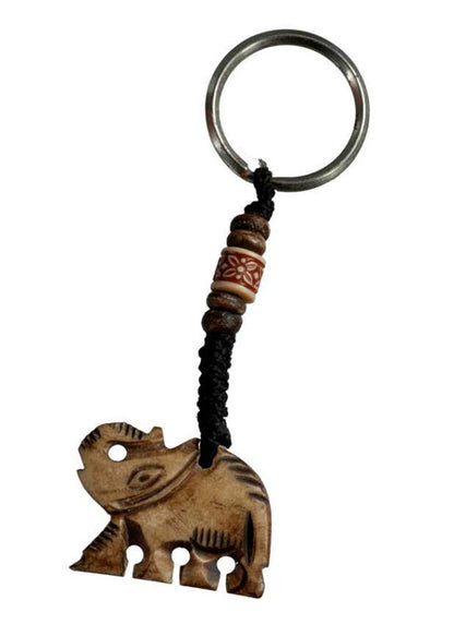 Porte-Clés Éléphant Artisanal en Os de Bovin – Artisanat Traditionnel du Népal