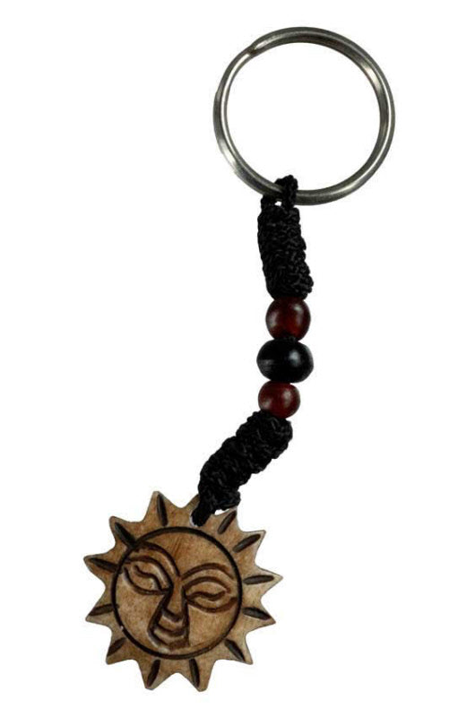 Porte-Clés Soleil Artisanal en Os de Bovin du Népal