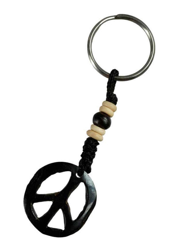 Porte-Clés Paix et Amour Artisanal en Os de Bovin – Artisanat du Népal