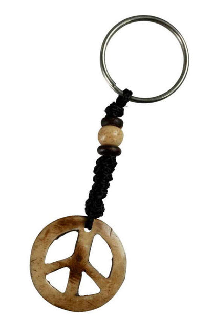Porte-Clés Peace and Love Artisanal en Os de Bovin – Artisanat du Népal