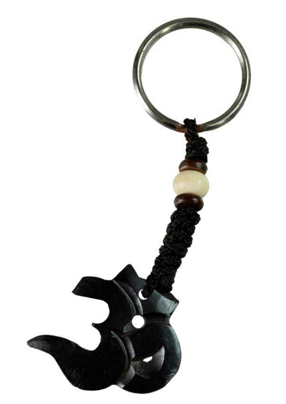 Porte-Clés Om Hindou Noir en Os de Bovin – Artisanat du Népal