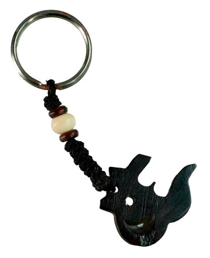 Porte-Clés Om Hindou Noir en Os de Bovin – Artisanat du Népal