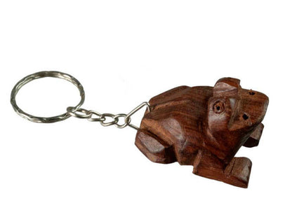 Porte-Clés Grenouille en Bois Marron Artisanal du Népal