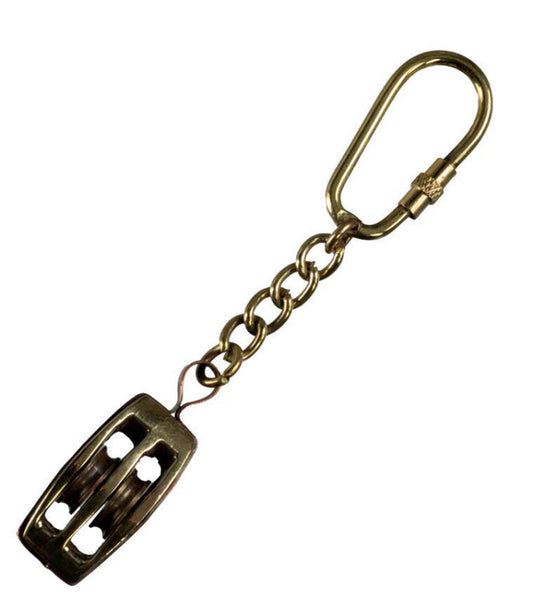 Porte-Clés Marin Poulie de Voilier en Laiton