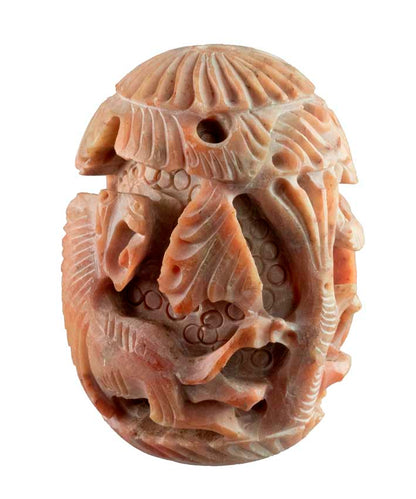 Statue Lion en Pierre Œuf Sculpté – Artisanat Indien