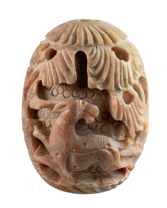 Statue Lion en Pierre Œuf Sculpté – Artisanat Indien