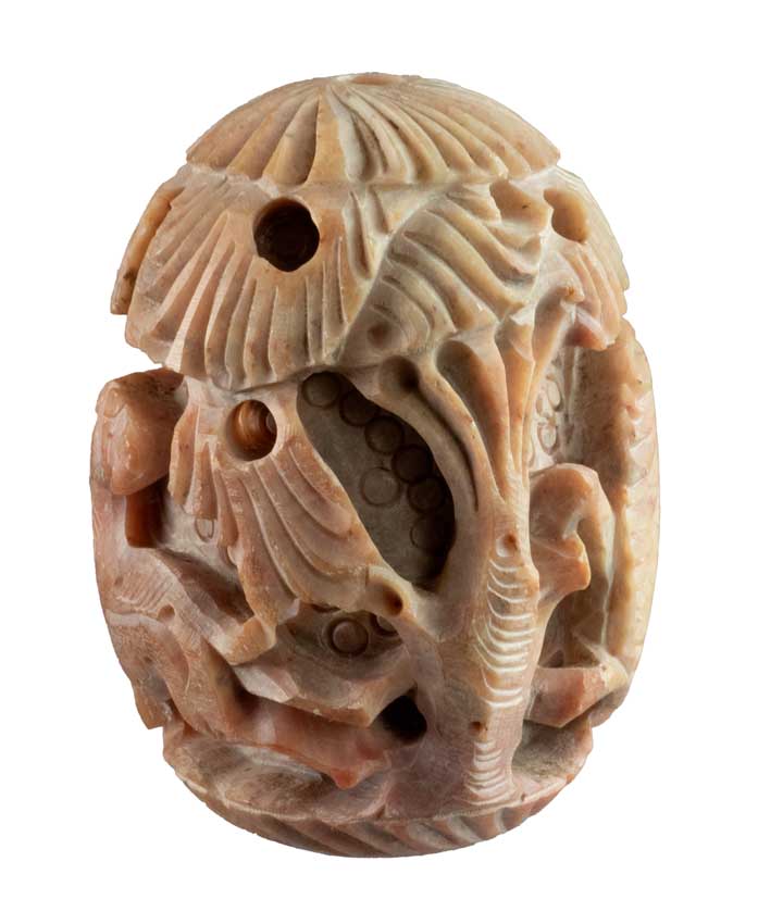 Statue Lion en Pierre Œuf Sculpté – Artisanat Indien