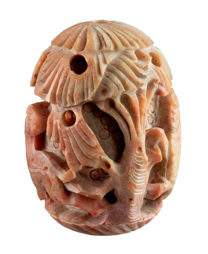 Statue Lion en Pierre Œuf Sculpté – Artisanat Indien