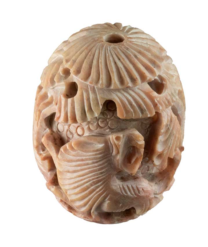 Statue Lion en Pierre Œuf Sculpté – Artisanat Indien
