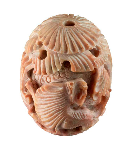 Statue Lion en Pierre Œuf Sculpté – Artisanat Indien