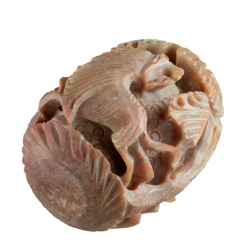 Statue Lion en Pierre Œuf Sculpté – Artisanat Indien