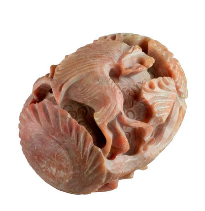Statue Lion en Pierre Œuf Sculpté – Artisanat Indien