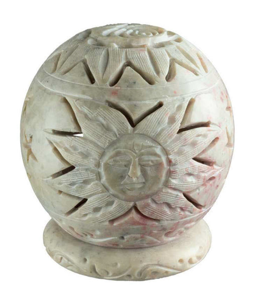 Photophore En Stéatite – Lampe Porte Bougie Artisanale Indienne