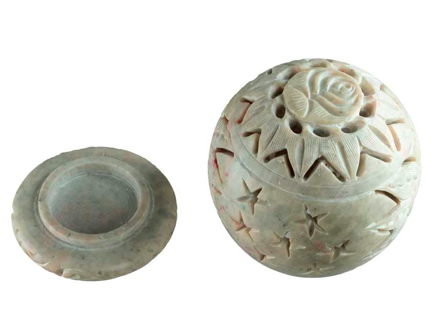 Photophore En Stéatite – Lampe Porte Bougie Artisanale Indienne