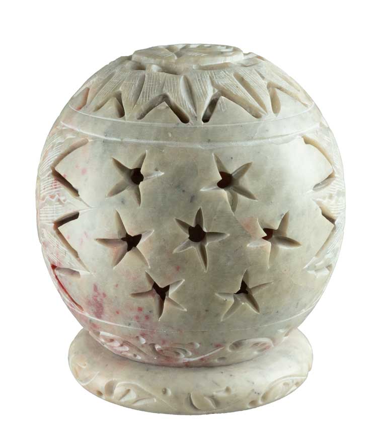 Photophore En Stéatite – Lampe Porte Bougie Artisanale Indienne