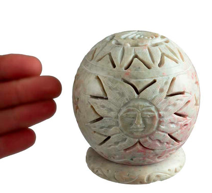 Photophore En Stéatite – Lampe Porte Bougie Artisanale Indienne