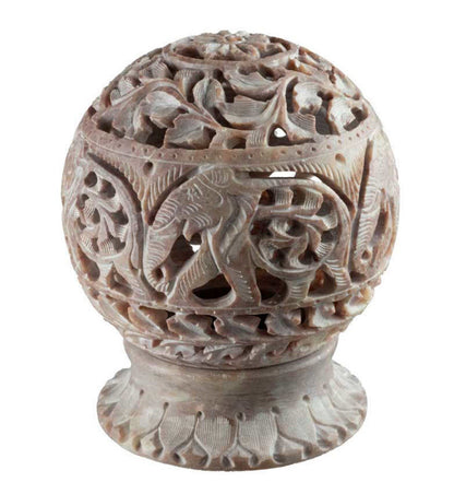 Photophore En Stéatite – Lampe Porte Bougie Artisanale Indienne