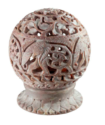 Photophore En Stéatite – Lampe Porte Bougie Artisanale Indienne