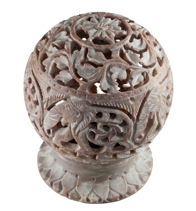 Photophore En Stéatite – Lampe Porte Bougie Artisanale Indienne
