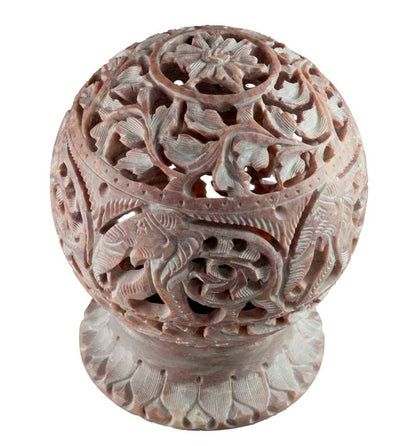 Photophore En Stéatite – Lampe Porte Bougie Artisanale Indienne