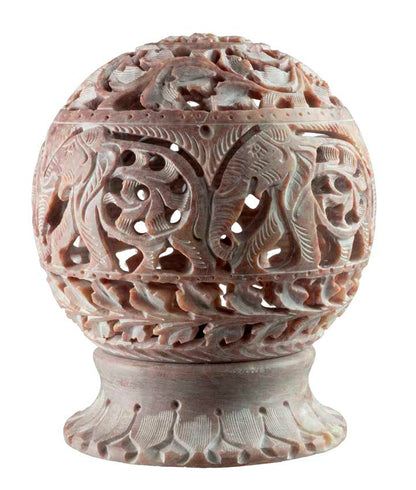 Photophore En Stéatite – Lampe Porte Bougie Artisanale Indienne