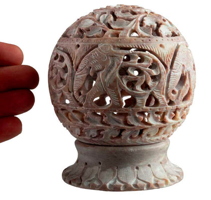 Photophore En Stéatite – Lampe Porte Bougie Artisanale Indienne