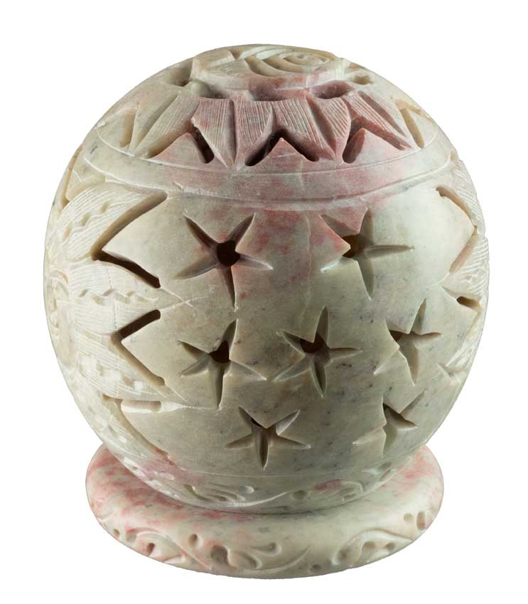 Photophore Soleil En Stéatite – Lampe Porte Bougie Artisanale Indienne