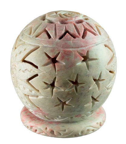 Photophore Soleil En Stéatite – Lampe Porte Bougie Artisanale Indienne