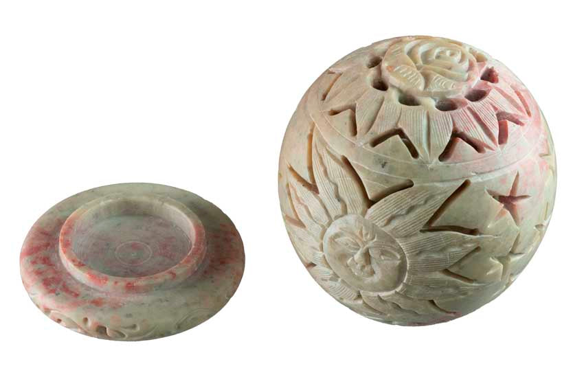 Photophore Soleil En Stéatite – Lampe Porte Bougie Artisanale Indienne