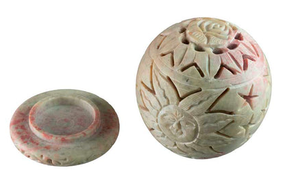 Photophore Soleil En Stéatite – Lampe Porte Bougie Artisanale Indienne