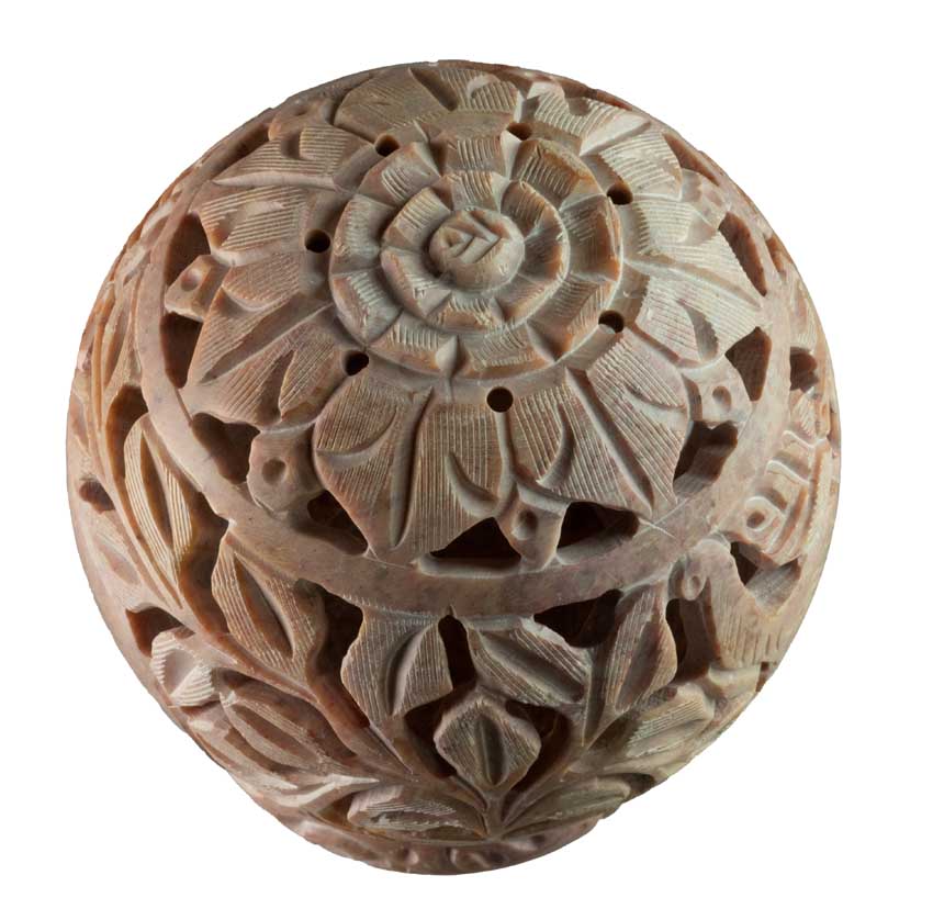 Photophore Éléphants Et Fleurs En Stéatite – Lampe Porte Bougie Artisanale Indienne