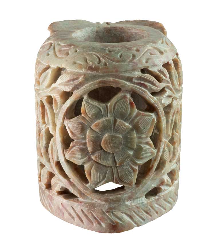 Photophore Chouette En Stéatite – Lampe Cache Bougie Artisanale Indienne