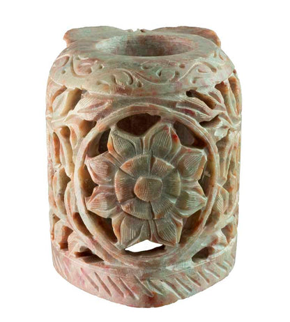 Photophore Chouette En Stéatite – Lampe Cache Bougie Artisanale Indienne