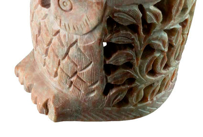 Photophore Chouette En Stéatite – Lampe Cache Bougie Artisanale Indienne