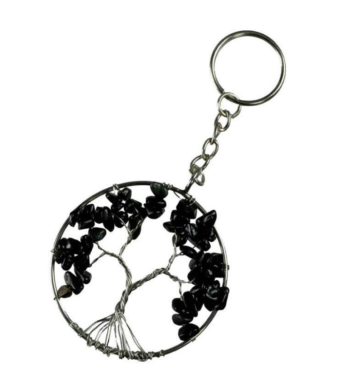 Arbre de Vie Noir Onyx – Bijou de Sac et Porte-Clés en Métal