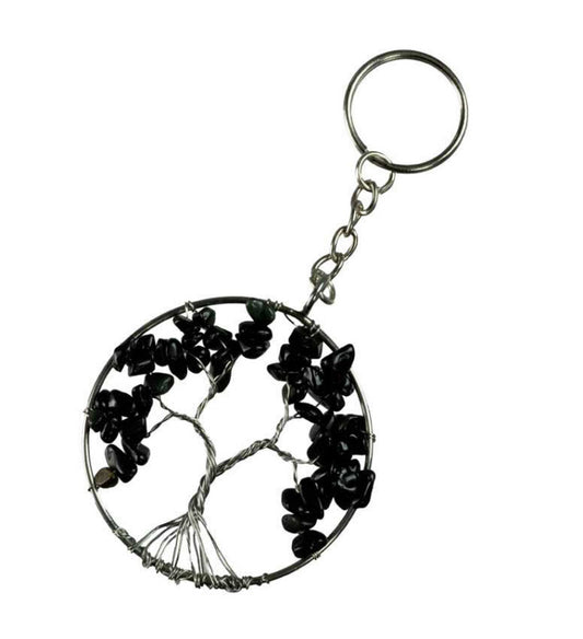Arbre de Vie Noir Onyx – Bijou de Sac et Porte-Clés en Métal