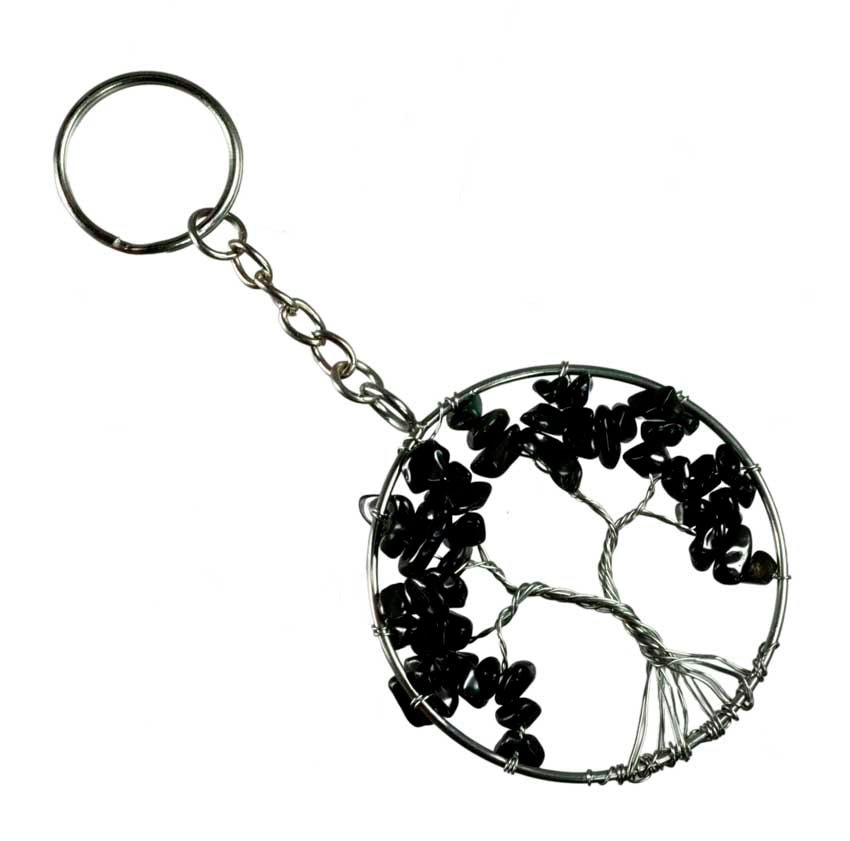 Arbre de Vie Noir Onyx – Bijou de Sac et Porte-Clés en Métal