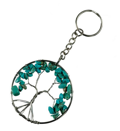 Arbre de Vie Bleu Turquoise – Bijou de Sac et Porte-Clés en Métal