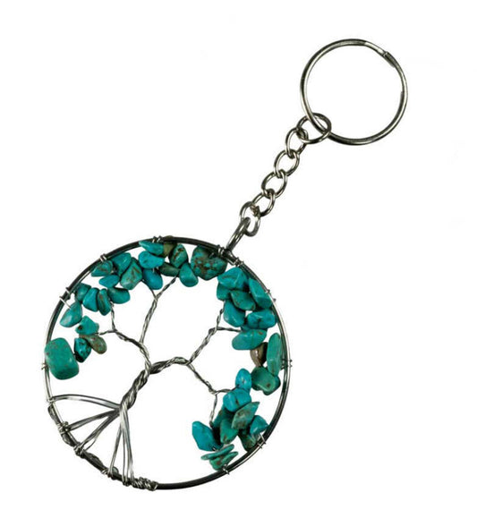 Arbre de Vie Bleu Turquoise – Bijou de Sac et Porte-Clés en Métal