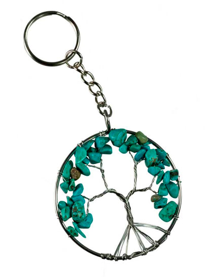 Arbre de Vie Bleu Turquoise – Bijou de Sac et Porte-Clés en Métal