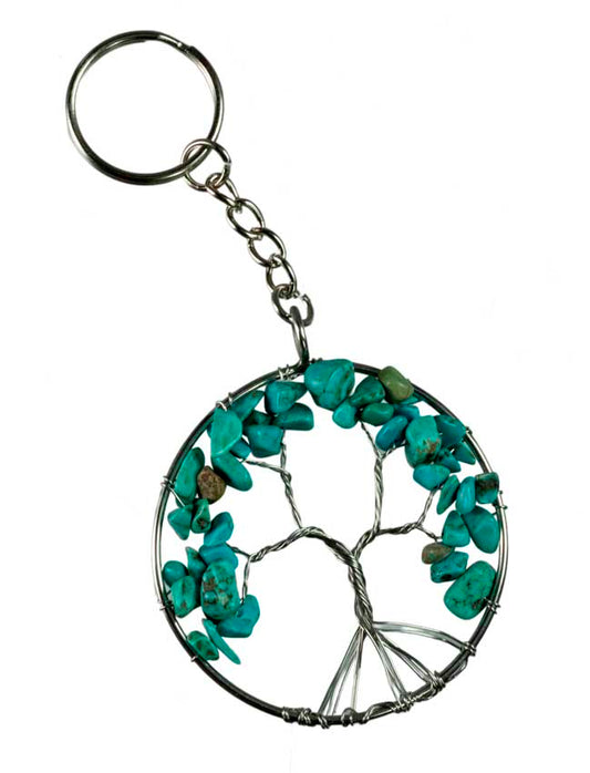 Arbre de Vie Bleu Turquoise – Bijou de Sac et Porte-Clés en Métal
