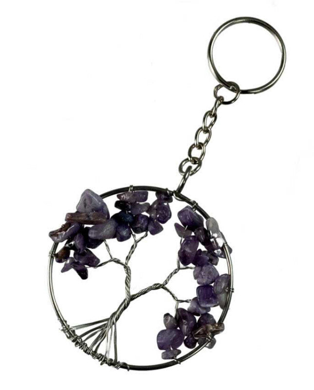 Arbre de Vie Violet – Bijou de Sac et Porte-Clés en Métal