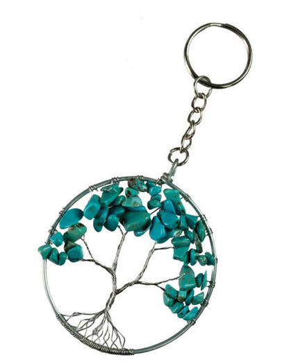 Arbre de Vie Bleu Turquoise – Bijou de Sac et Porte-Clés en Métal