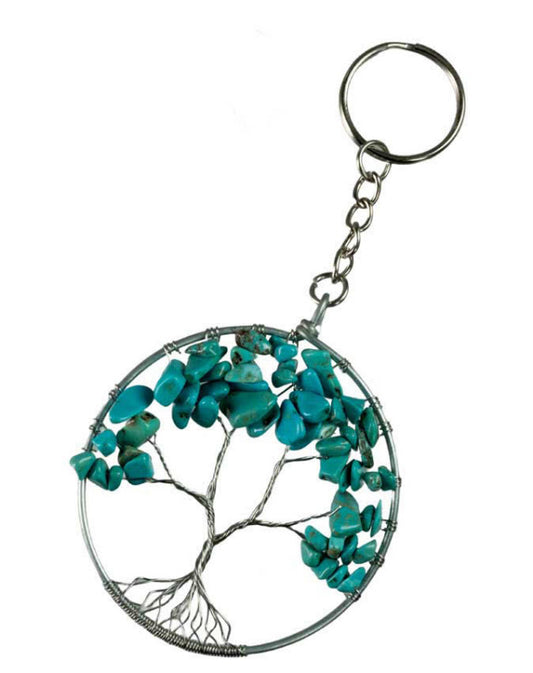 Arbre de Vie Bleu Turquoise – Bijou de Sac et Porte-Clés en Métal