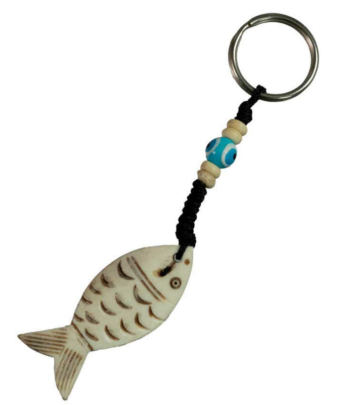 Porte-Clé Poisson Artisanal – Artisanat du Népal en Os de Bovin